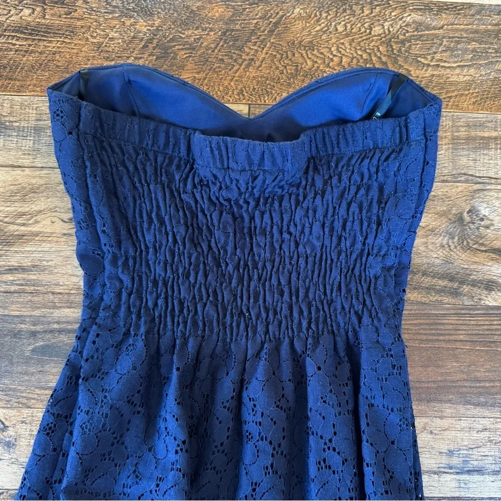 Y2K B Darlin Navy Lace Strapless Dress Size 1/2‎ Fit & Flare Sweetheart Corset